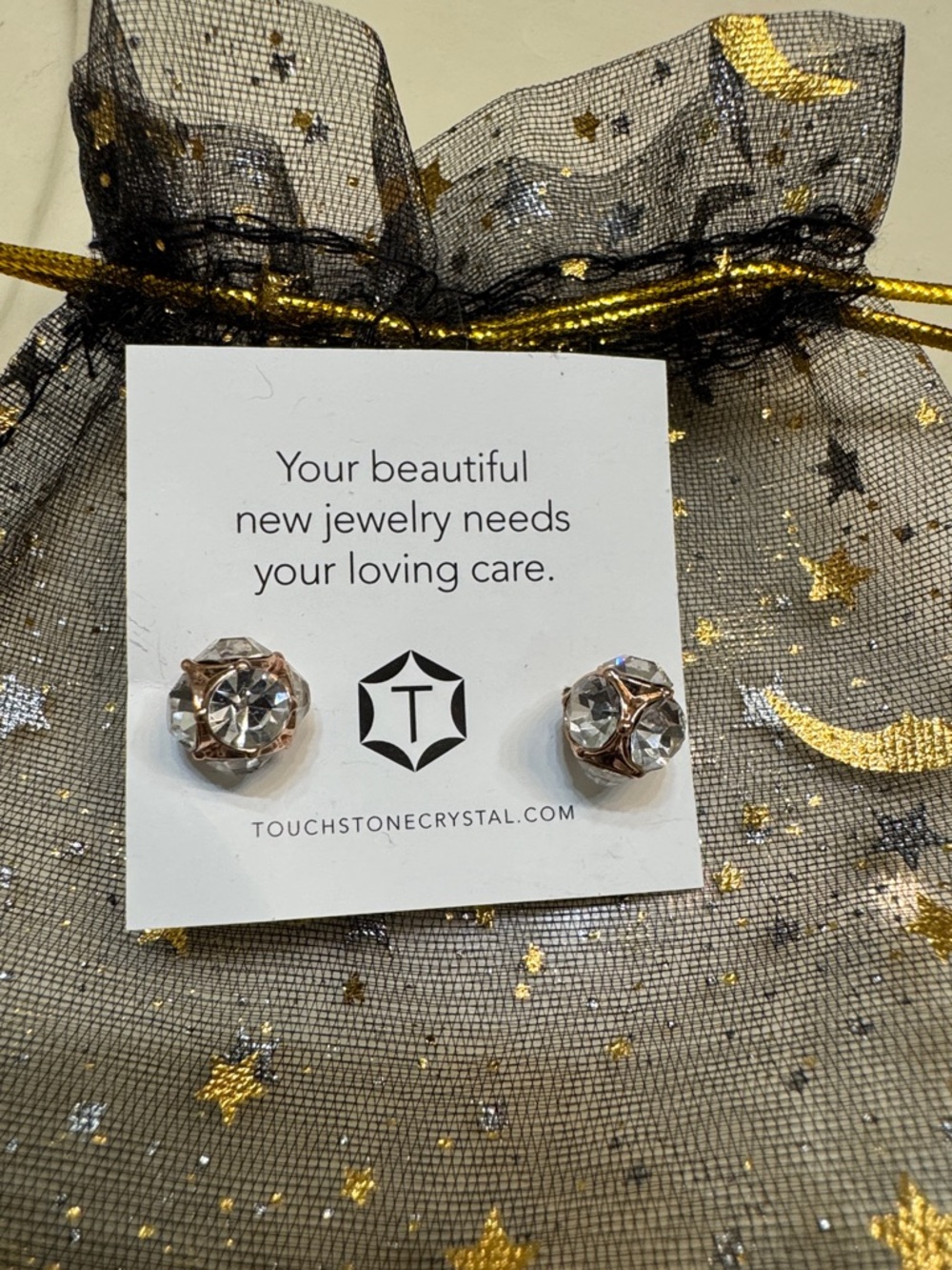 Touchstone Crystal Rose Gold and Clear Crystal Stud Earrings